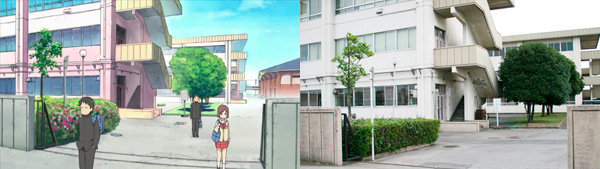 アニメ第6話より　北門　ロケ班は春だったのでアニメの方はつつじが咲いています