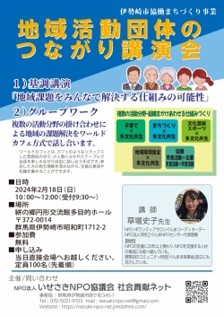 講演会のお知らせ「地域活動団体の　つながり講演会」